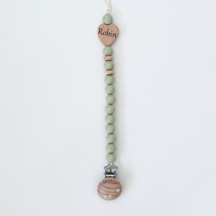 Personalized pacifier clip Olive