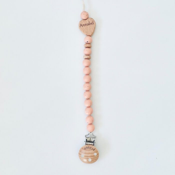 Personalized pacifier clip Peach