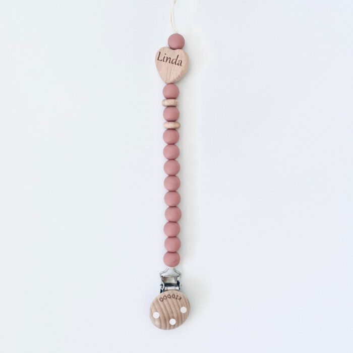 Personalized pacifier clip Ash pink