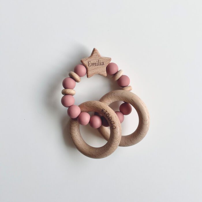 Personalized Teether Ash Pink