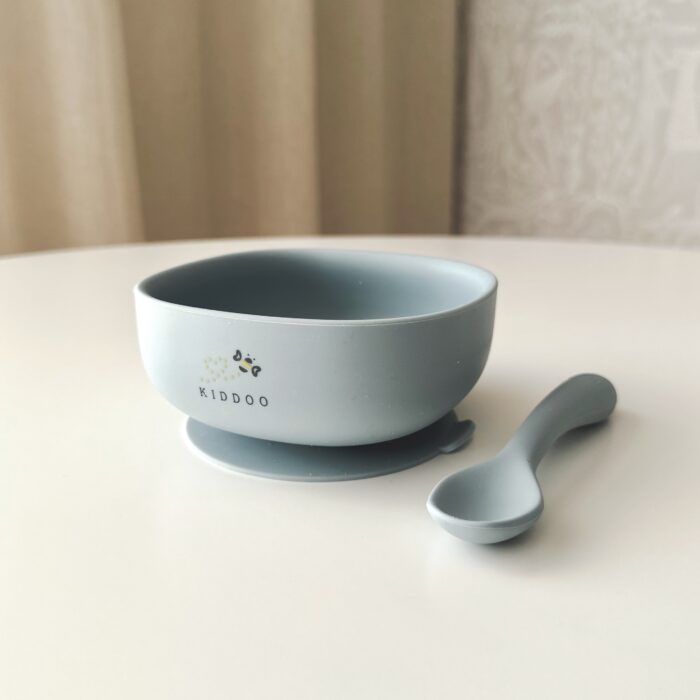 Bowl and spoon Blue